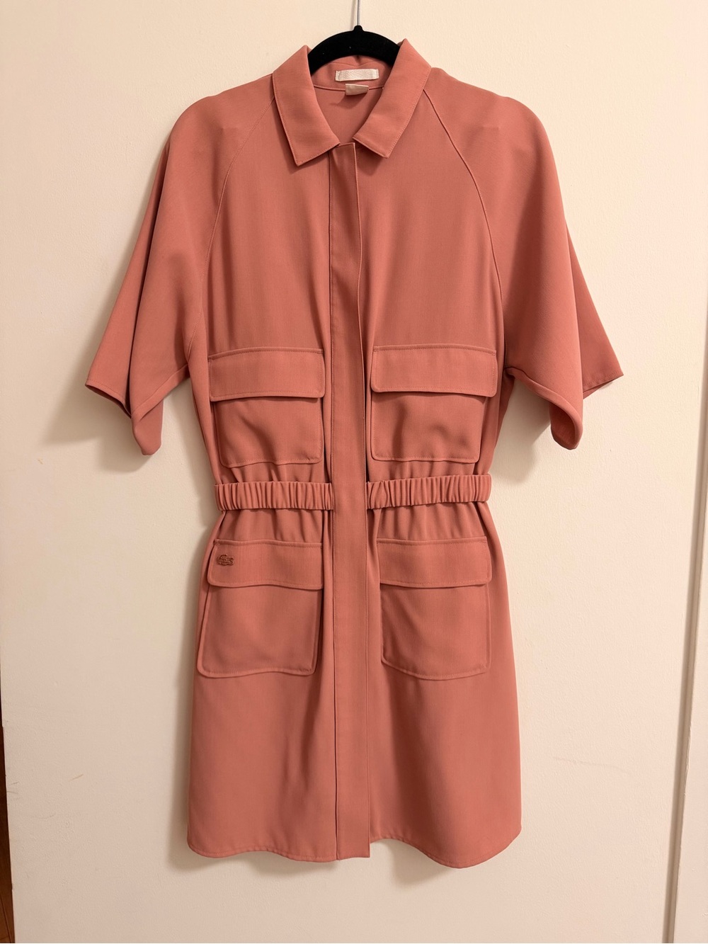 Lacoste Rose-Pink Utility Shirt Mini Dress